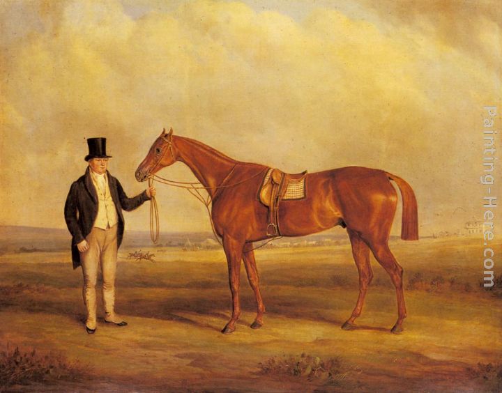 A Gentleman Holding Dangerous, the Winner of the 1833 Derby painting - John Ferneley Snr A Gentleman Holding Dangerous, the Winner of the 1833 Derby art painting